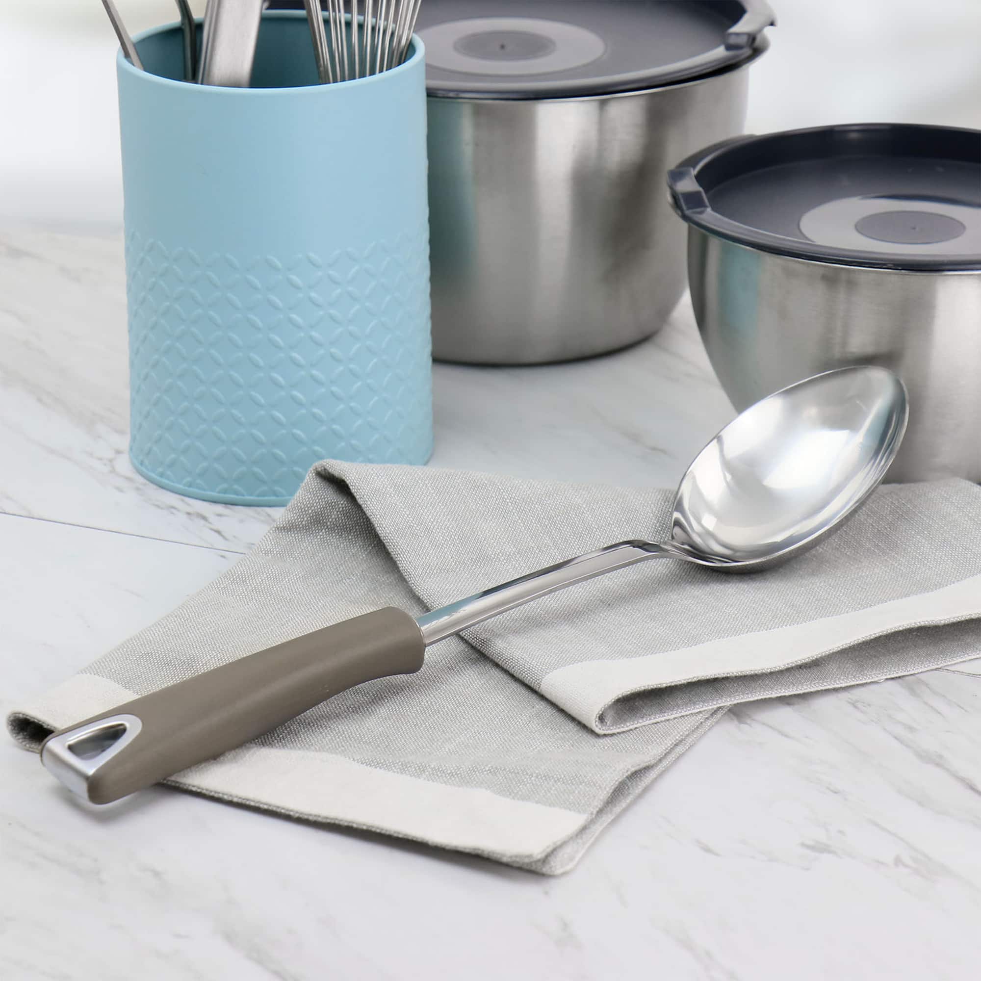 Martha Stewart Taupe Stainless Steel Serving Spoon
